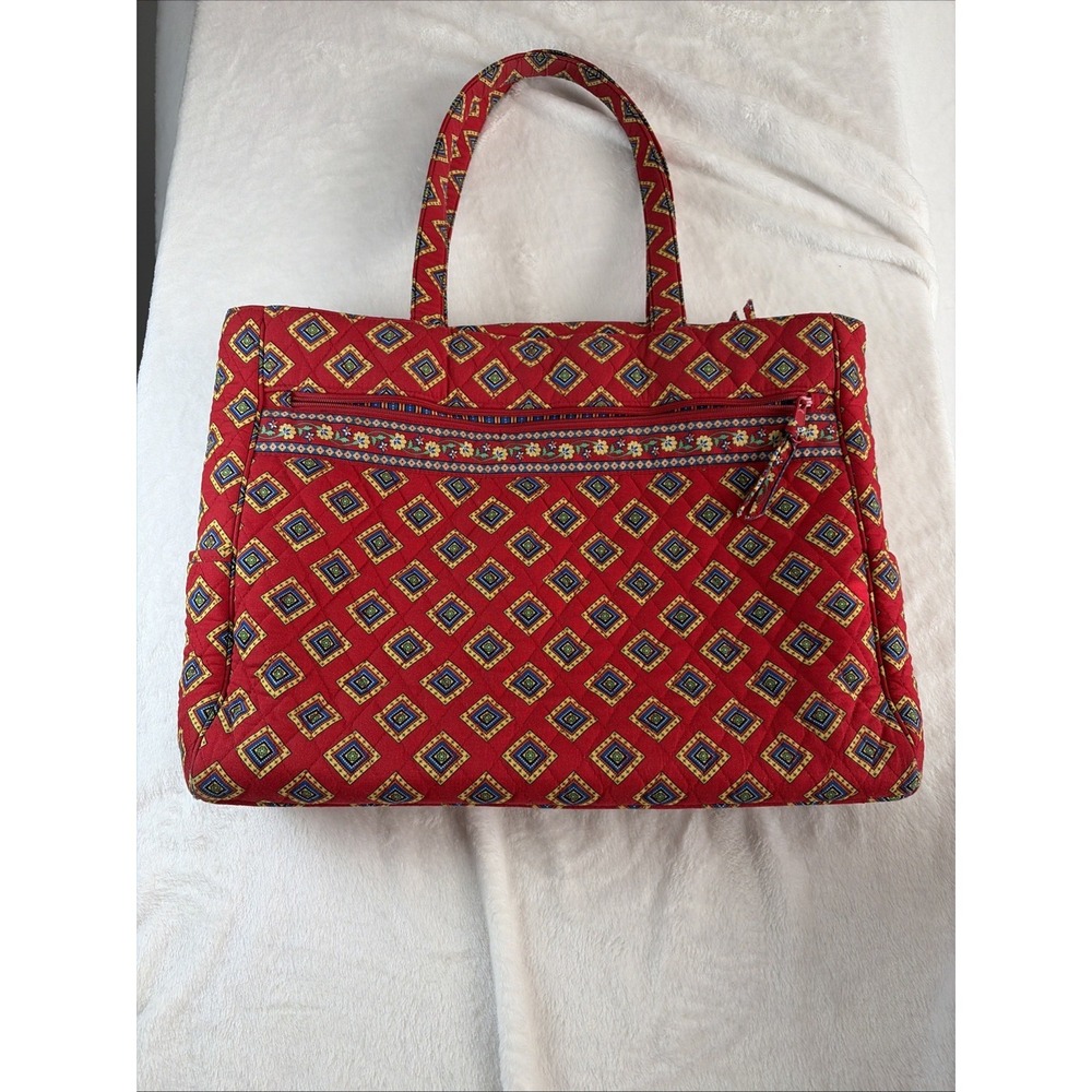 Vera Bradley Red Villa Purse Lab Top Tote Ladies Shoulder Purse EUC Retro Vibes